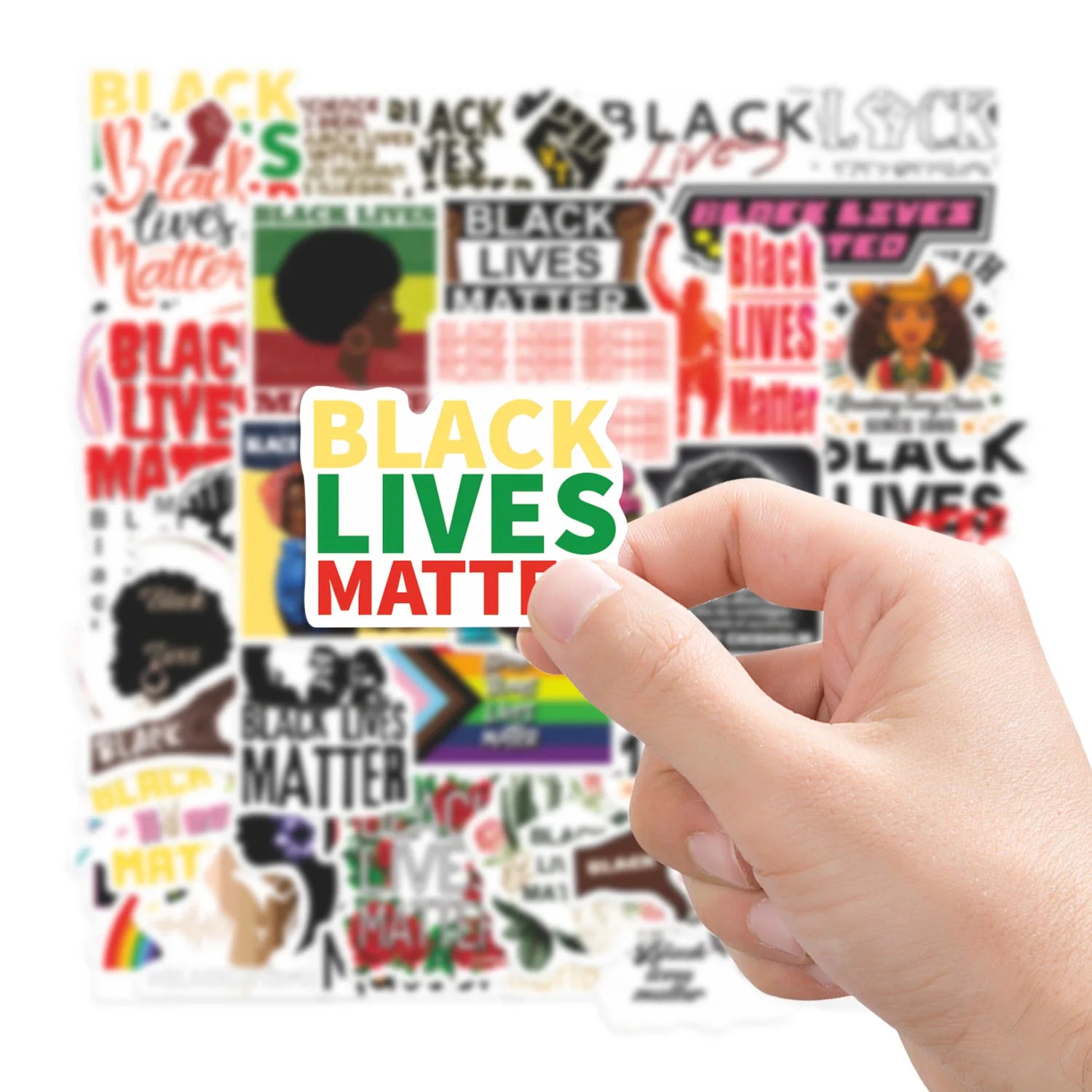 50PCS Cartoon BLACK LIVES MATTER Funny Cute Graffiti Sticker Decorative Scrapbook Laptop Luggage Decal Toy Gift