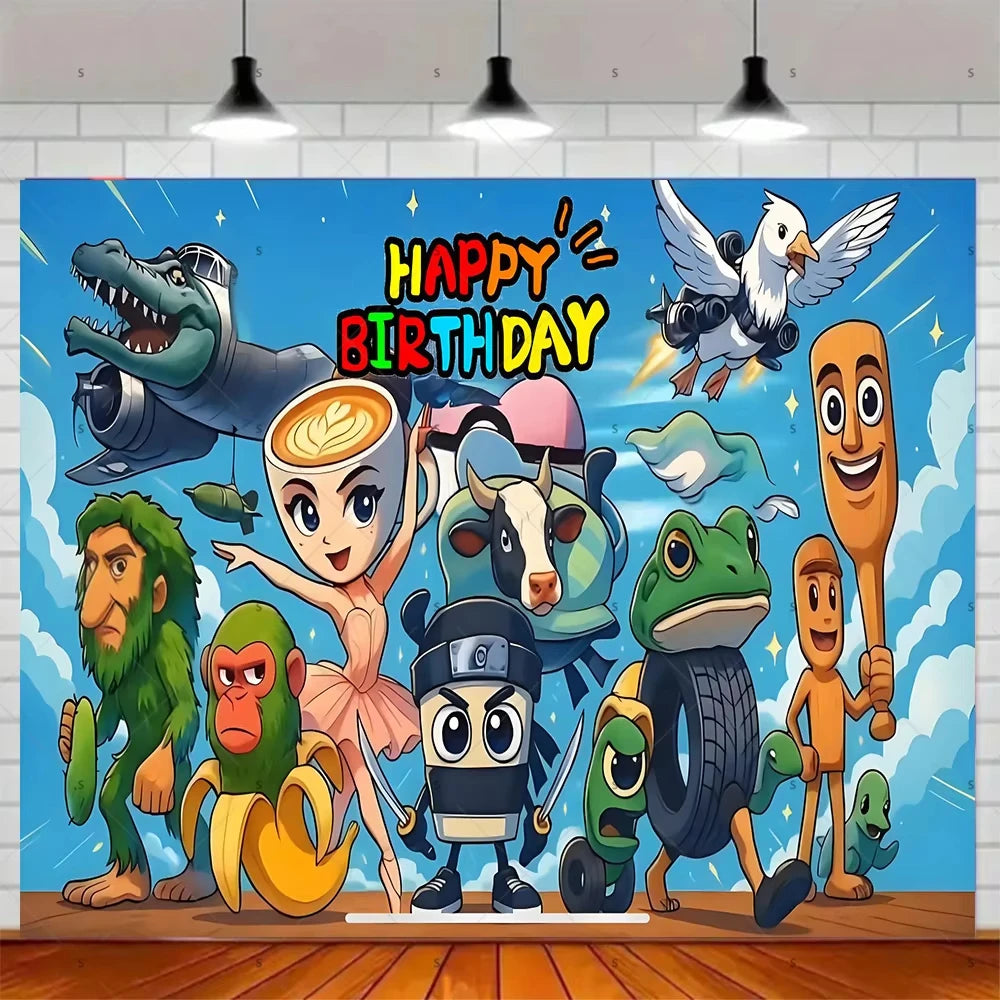 Tung Tung Tung Sahur Tralalo Italian Brainrot Print Kids Birthday Party Background Decoration Photography Decor Backdrop Banner