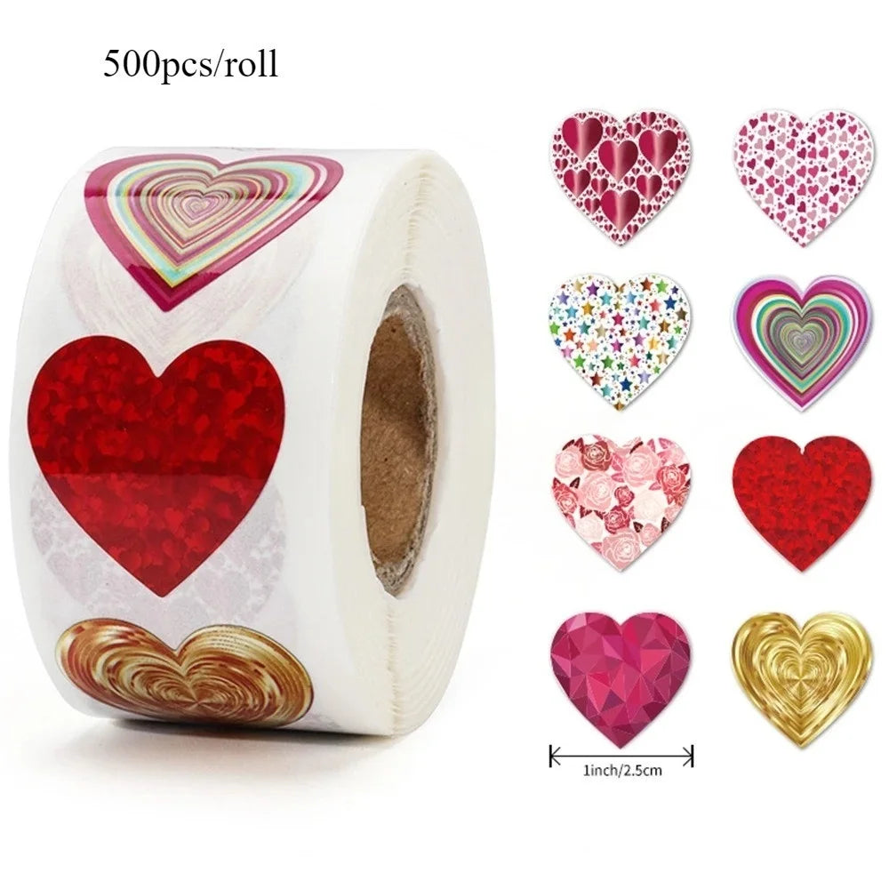 500-1000pcs Assorted Heart Stickers