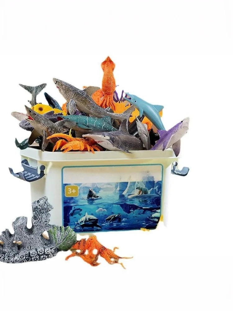 30/37Pcs Children's Ocean World Toy Set, Lifelike Marine Animal Models for Play