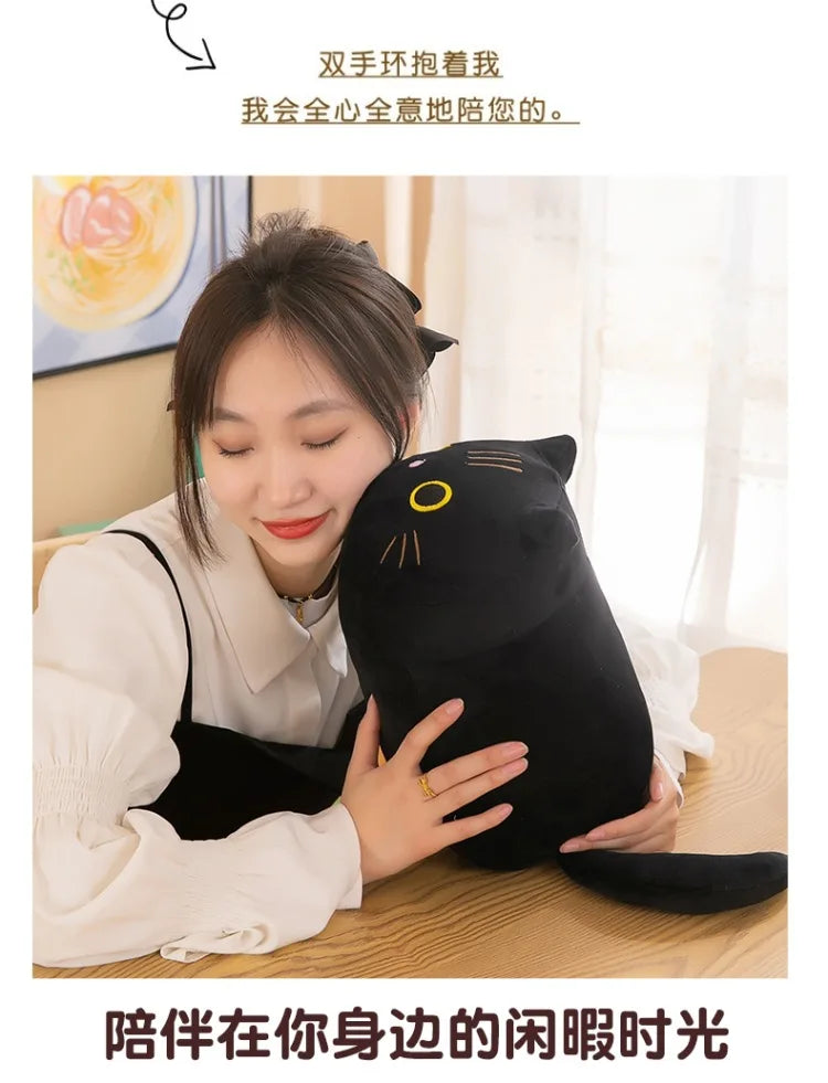 Plush Cat Toy Soft Cute Brown Stuffed Animal Cat Pillow