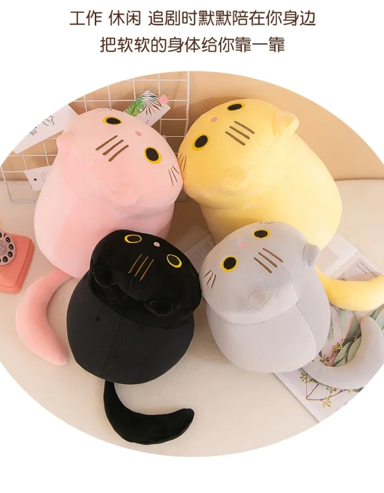Plush Cat Toy Soft Cute Brown Stuffed Animal Cat Pillow