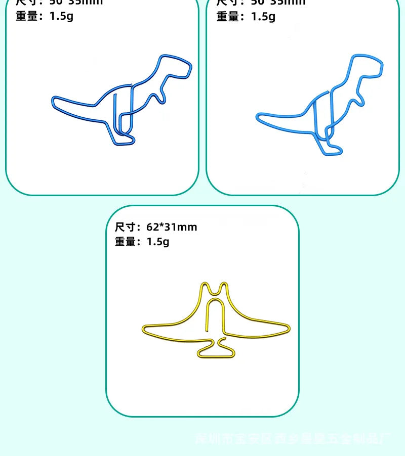 Dinosaur Paper Clip Special-shaped Cute Paper Clips Decorative Metal Clip Paper Office Accessories Stegosaurus Brachiosaurus