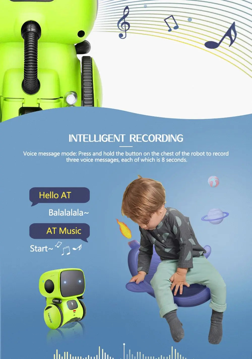Toy Robot Intelligent Multilingual Voice & Touch control Interactive Educational