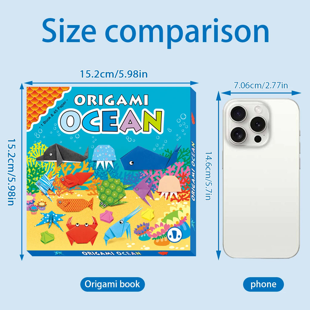 Origami ocean set, children's DIY origami craft, Marine animal origami books