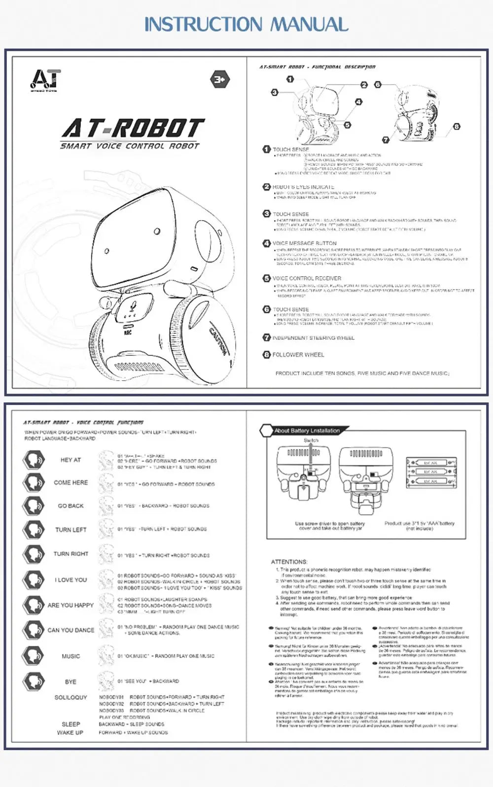 Toy Robot Intelligent Multilingual Voice & Touch control Interactive Educational