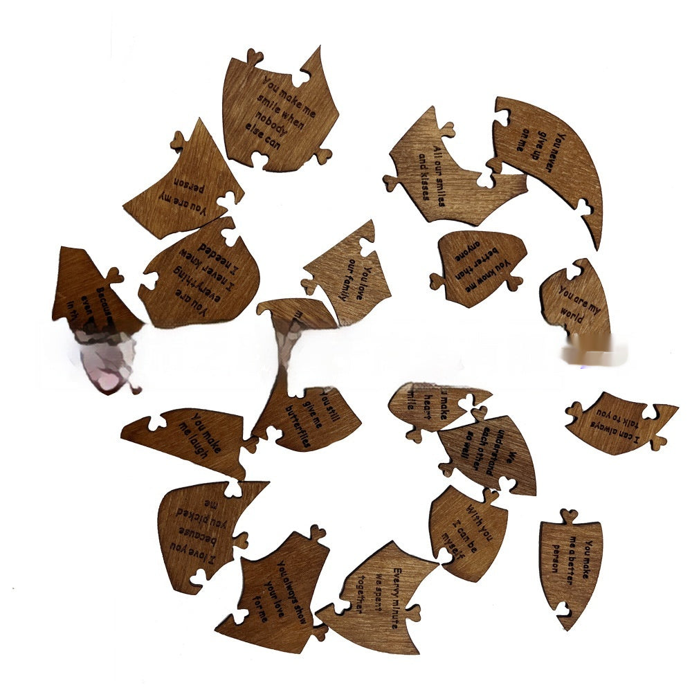 Reasons Why I Love You Wooden Heart Puzzle Gift Decoration
