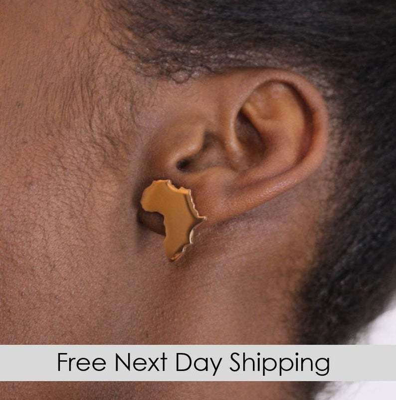 Jewelry Africa Map Earrings Gold Silver