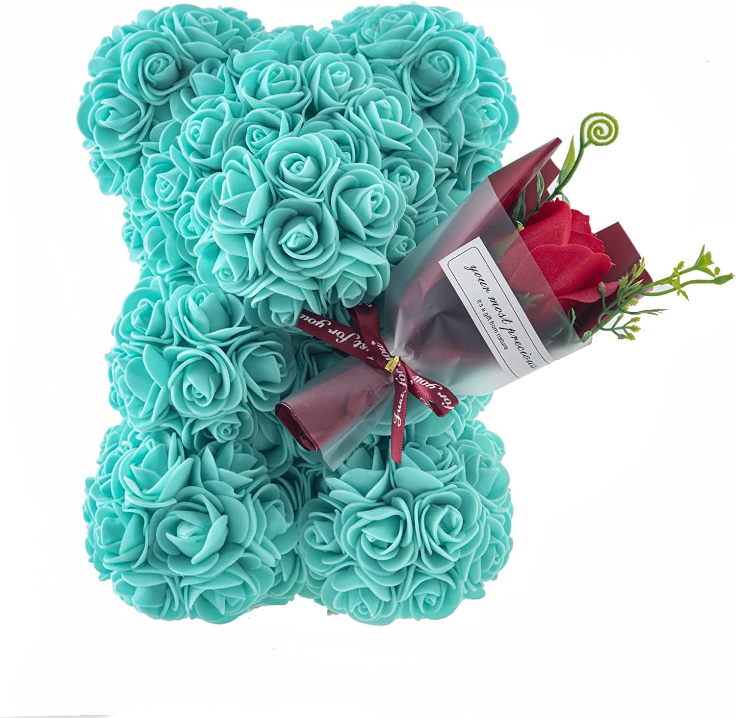 Faux Roses Teddy Bear Gift Box