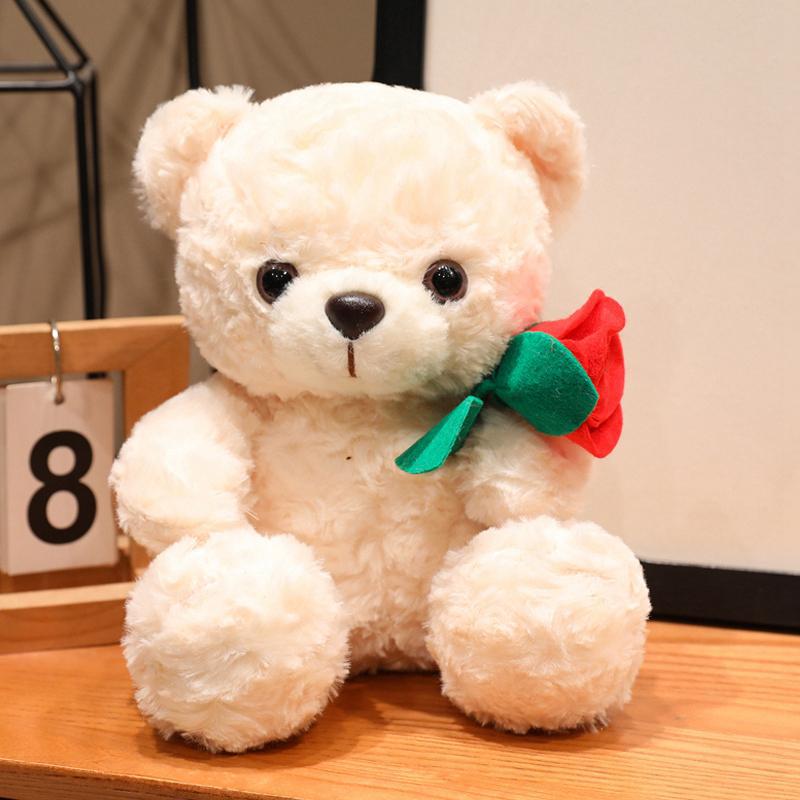 Teddy Bear Holding Roses Bouquet Heart