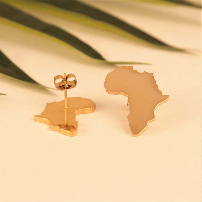 Jewelry Africa Map Earrings Gold Silver